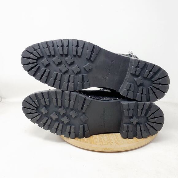 Sam Edelman Boots Womens 9 Jennifer Black Combat Studded Chunky Punk Steampunk - Picture 11 of 14